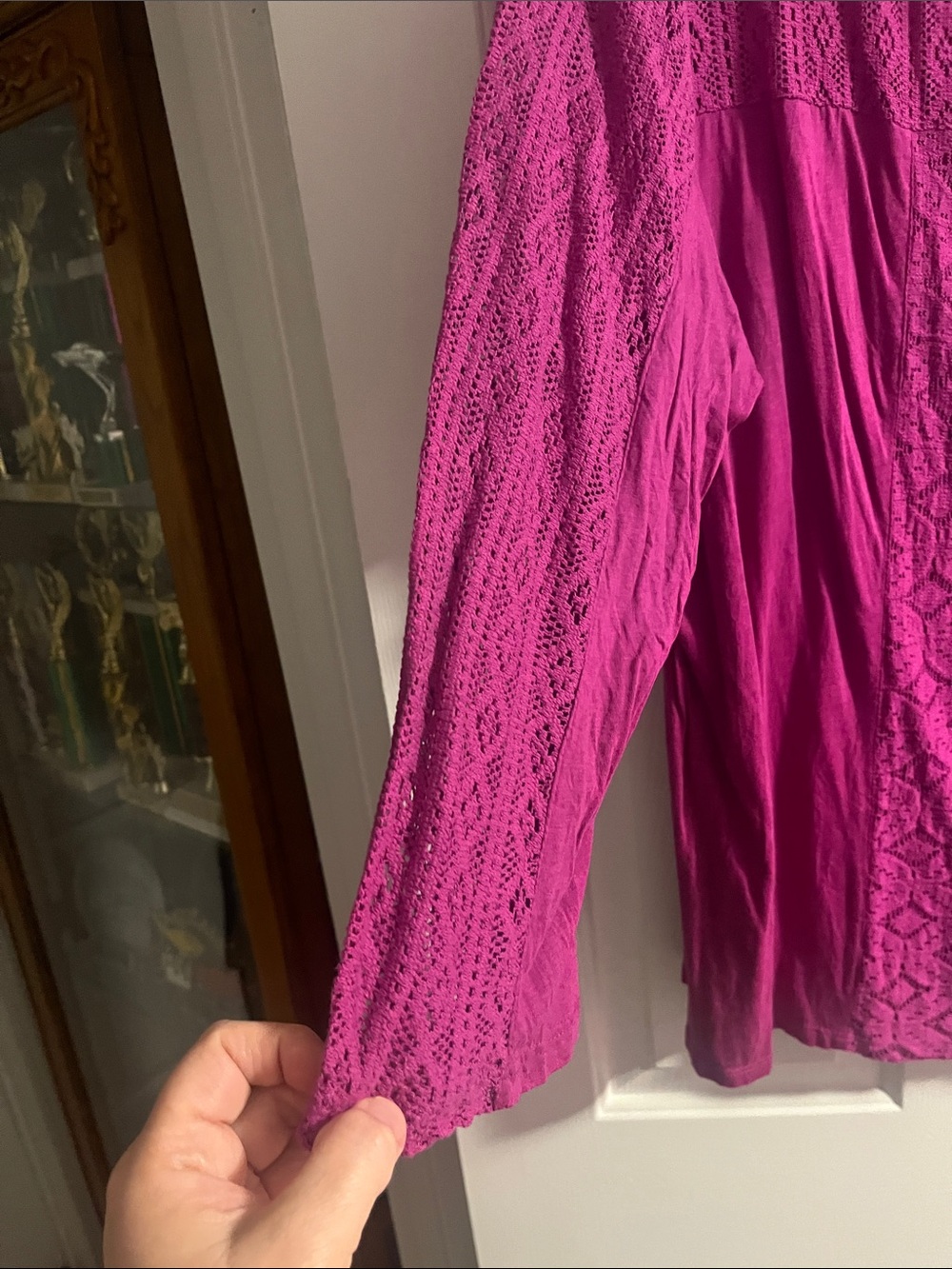 new directions Crochet Panel Scoop Neck Tunic - Fuchsia - Picture 3 of 6